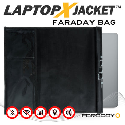 Faraday JACKET XXL - Non-Window, Forensic, Black Canvas Laptop Bag (14″ x 16″)