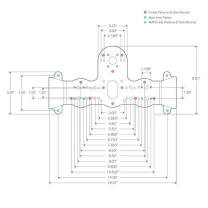 RAM Mount RAM Fishfinder Deck Kit w/Dual Marine Electronic Mount [RAM-FF1-D-115-2]