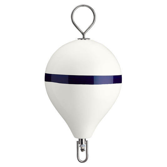 Polyform 17" CM Mooring Buoy w/SS Iron - White Blue Stripe [CM-3-SS WHT W/STR/SS]
