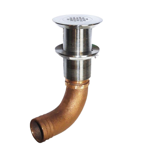 GROCO 1-1/4" Hose Barb Stainless 90 Degree Deck Drain  [SCUS-1290]