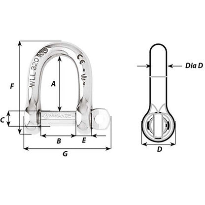 Wichard Self-Locking D Shackle - Diameter 8mm - 5/16" [1204W]