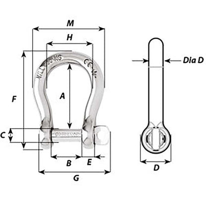 Wichard Self-Locking Bow Shackle - Diameter 6mm - 1/4" [1243W]