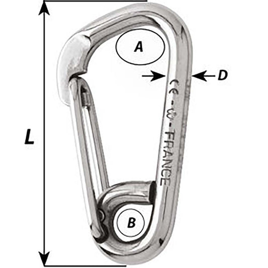 Wichard Asymmetric Carbine Hook - Length 80mm - 5/16" [2325W]