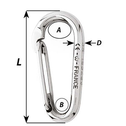 Wichard Symmetric Carbine Hook Without Eye - Length 60mm - 1/4" [2333W]