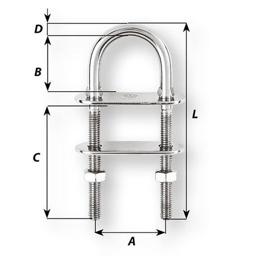 Wichard U-Bolt Pad Eye - 6mm Diameter - 15/64" - 70mm Length - 2-3/4" [6513W]