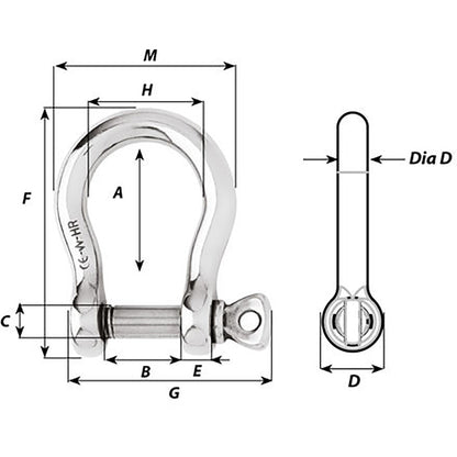Wichard HR Bow Shackle - 14mm Diameter - 35/64" [11240W]