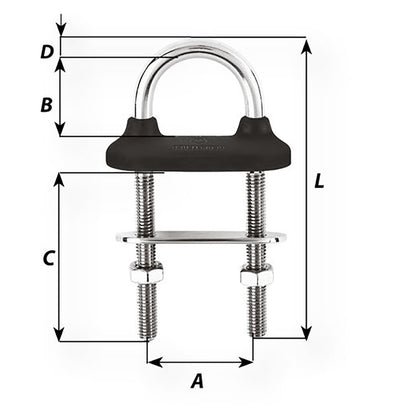Wichard Black Watertight U-Bolt - 6mm Diameter - 15/64" - 70mm Length - 2-3/4" [65331W]