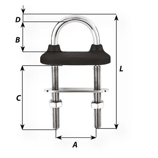 Wichard Black Watertight U-Bolt - 8mm Diameter - 5/16" - 80mm Length - 3-5/32" [65341W]