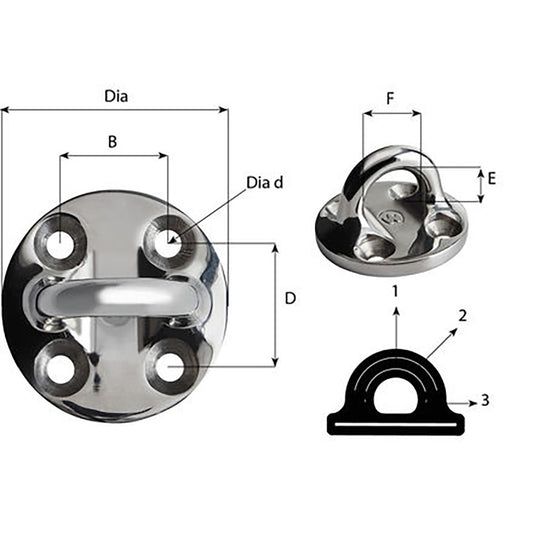 Wichard Round Pad Eye - 57mm Diameter (2-1/4") - Fixed [6635W]