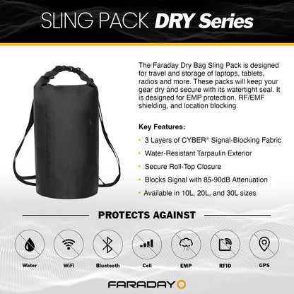FARADAY DRY Bag Sling Pack – Stealth Black (4-Sizes)